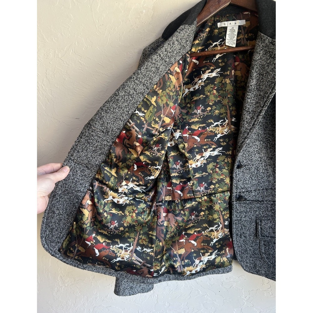 Cabi Fox Hunt Blazer Jacket 10 Wool Tweed Equestrian Old Money Preppy Button - Picture 10 of 12